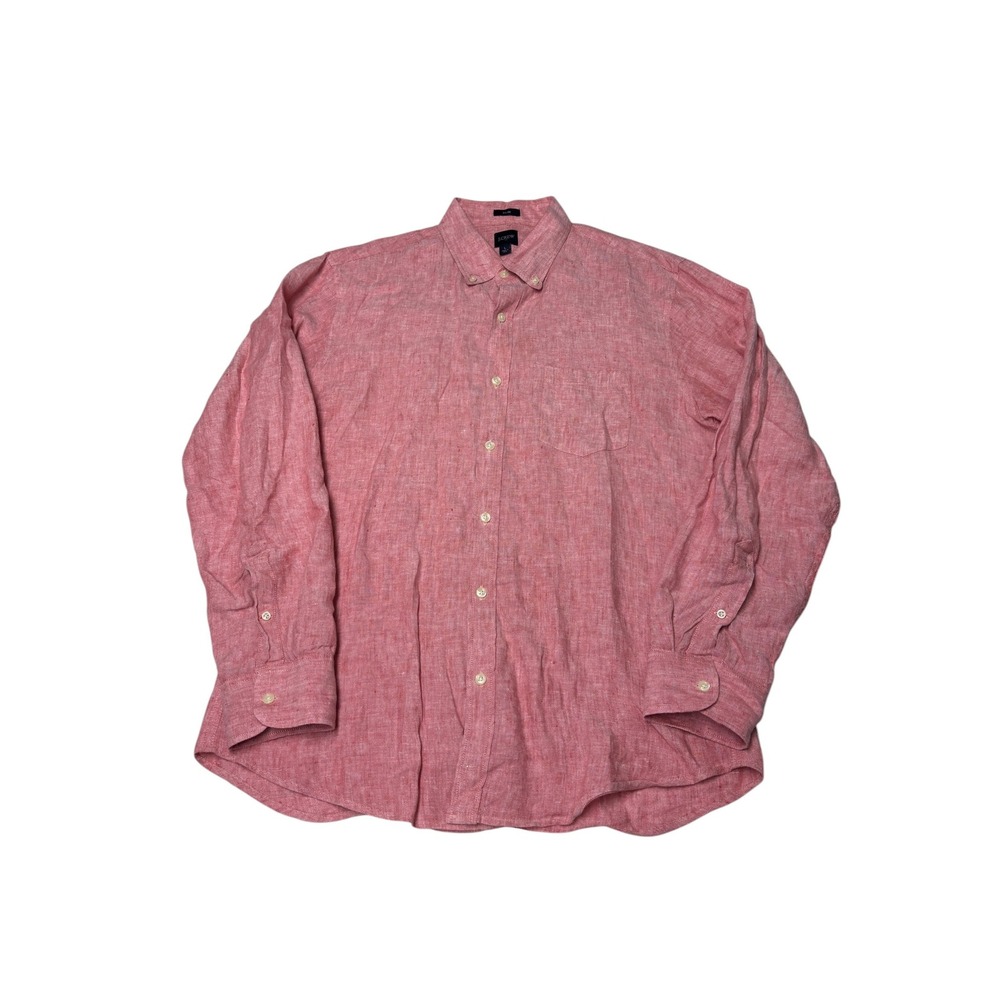 J.Crew Slim Baird McNutt Irish Linen Shirt Mens Large Salmon Pink Button Down